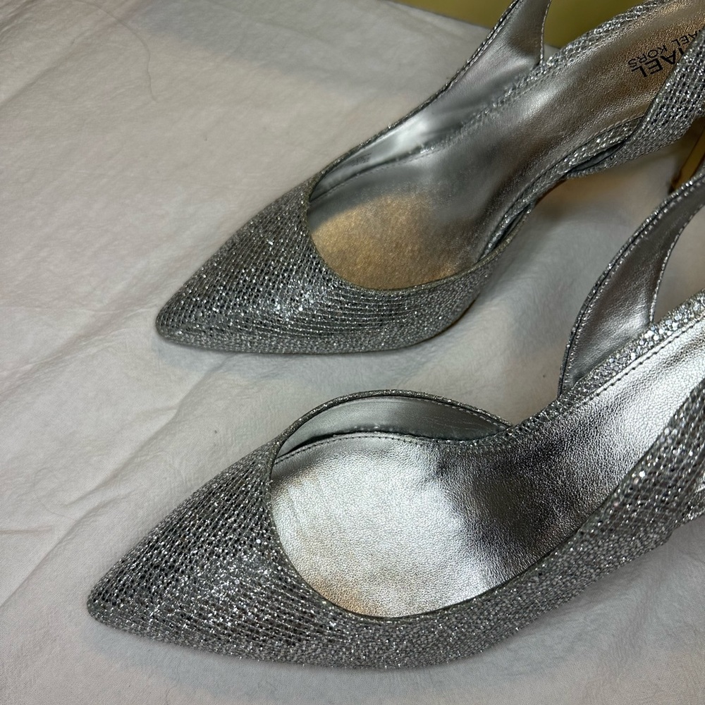 Michael Kors Silver Glitter Slingback Heel